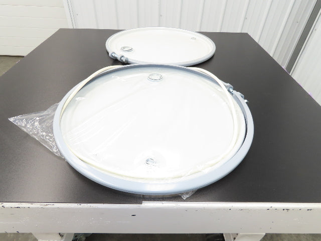 Uline H-1593 Replacement Steel Lid 55 Gallon Drum Bolt Ring Seal White Lot of 2