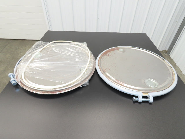 Uline H-1593 Replacement Steel Lid 55 Gallon Drum Bolt Ring Seal White Lot of 2