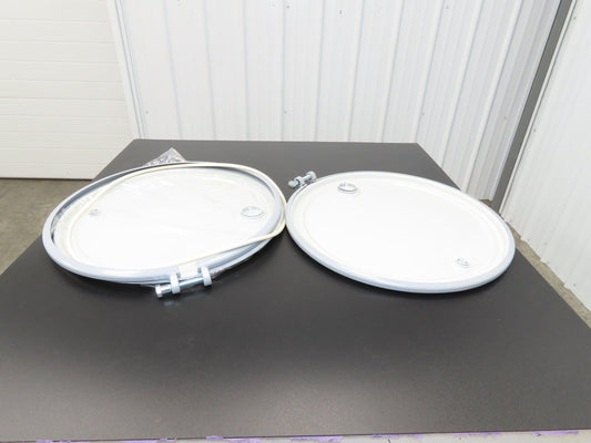 Uline H-1593 Replacement Steel Lid 55 Gallon Drum Bolt Ring Seal White Lot of 2