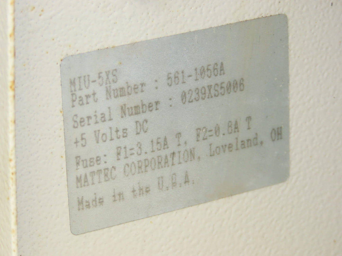 Mattec Corporation 561-1056A LCD Screen HMI Push Button Interface Operator Panel
