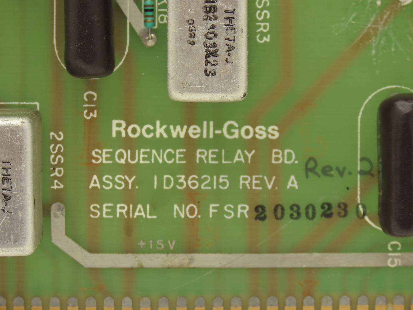 Rockwell-Goss 1D36215 Sequence Relay Board Card Rev A