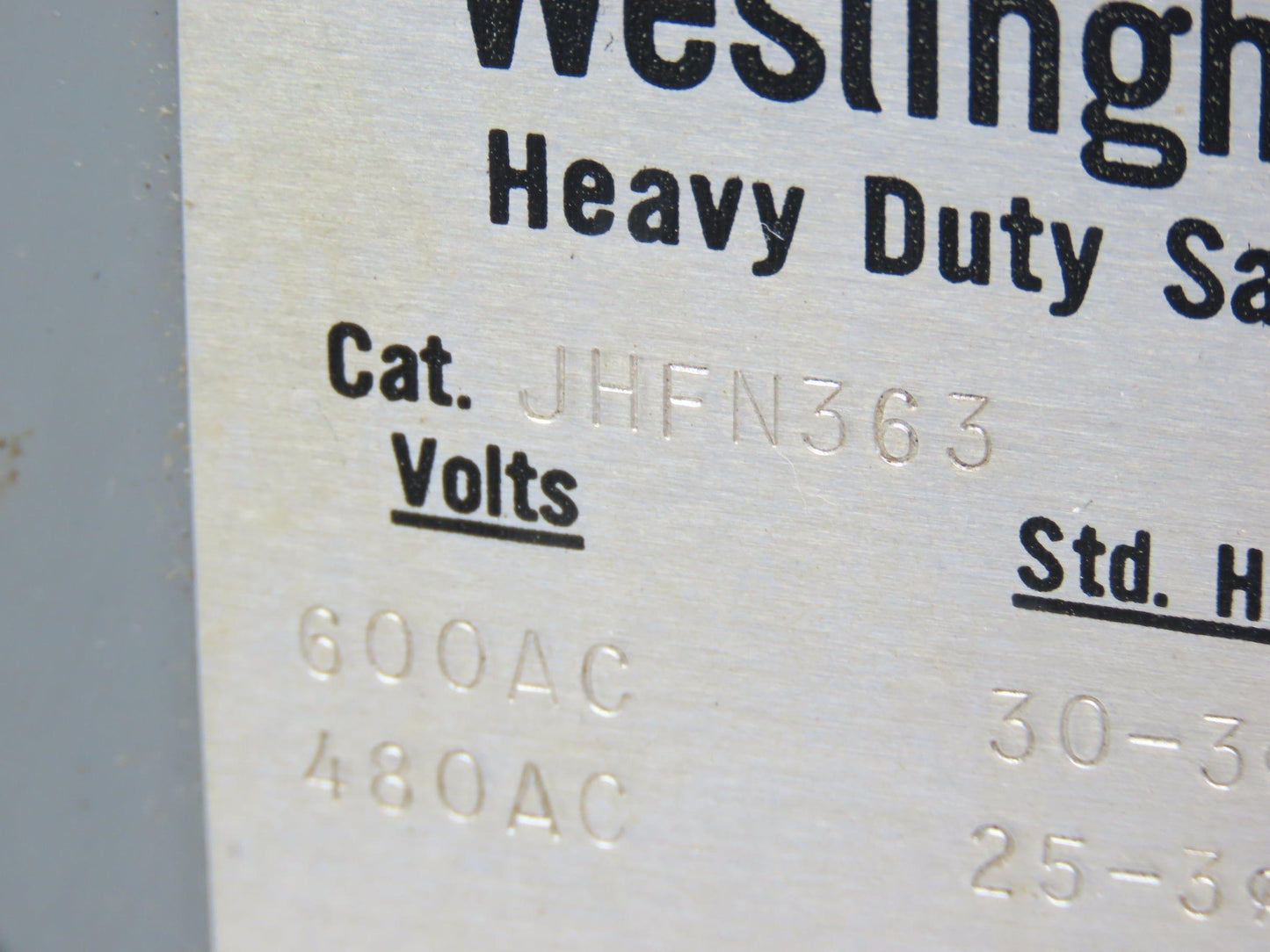 Westinghouse JHFN363 Safety Disconnect Switch 100A 600VAC 75HP 3Ph Fused