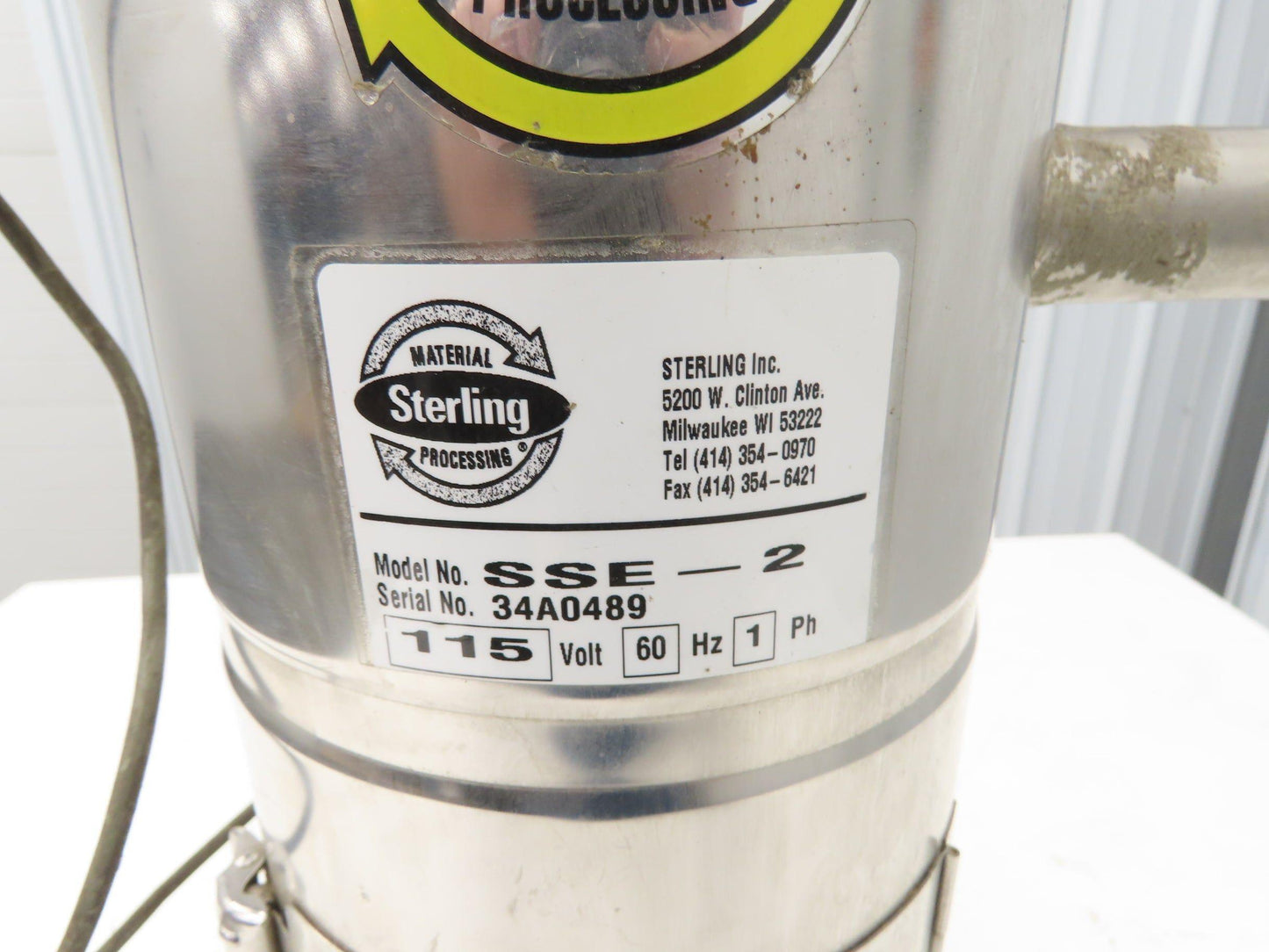 Sterling SSE-2 Stainless Conveying Hopper Loader Turbine Filter Unit 115V