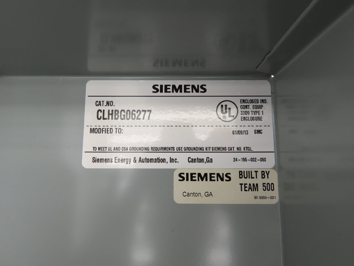 Siemens CLHBG06277 Lighting & Heating Contactor Electrical Enclosure 30A