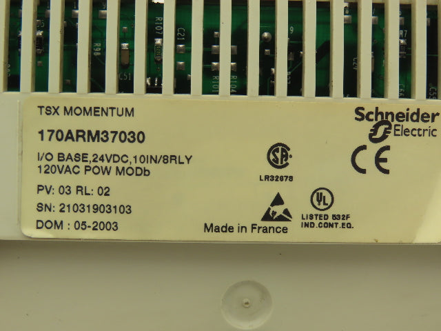 Schneider Electric 170ARM37030 I/O Base 24VDC 10 Inputs 8 Relays No Cover