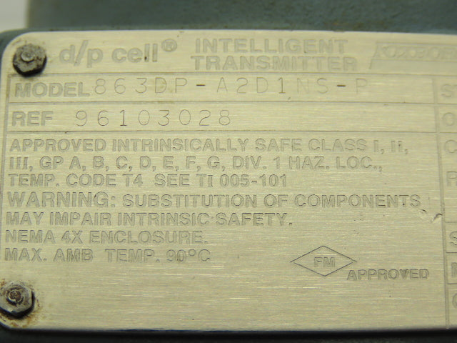 Foxboro 863DP-A2D1NS-P Intelligent Differential Pressure Transmitter 12.5-42vdc