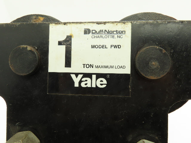 Yale FWD Yale 1 Ton Hoist Plain Push Trolley 3.25"-5.5" Flange 2000 Lb