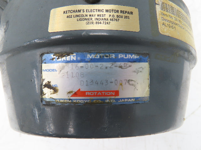 Yuken Toshiba AM16-00-2.2-4P Hydraulic Pump Motor 2.2kw 1730rpm 230/460V 3PH