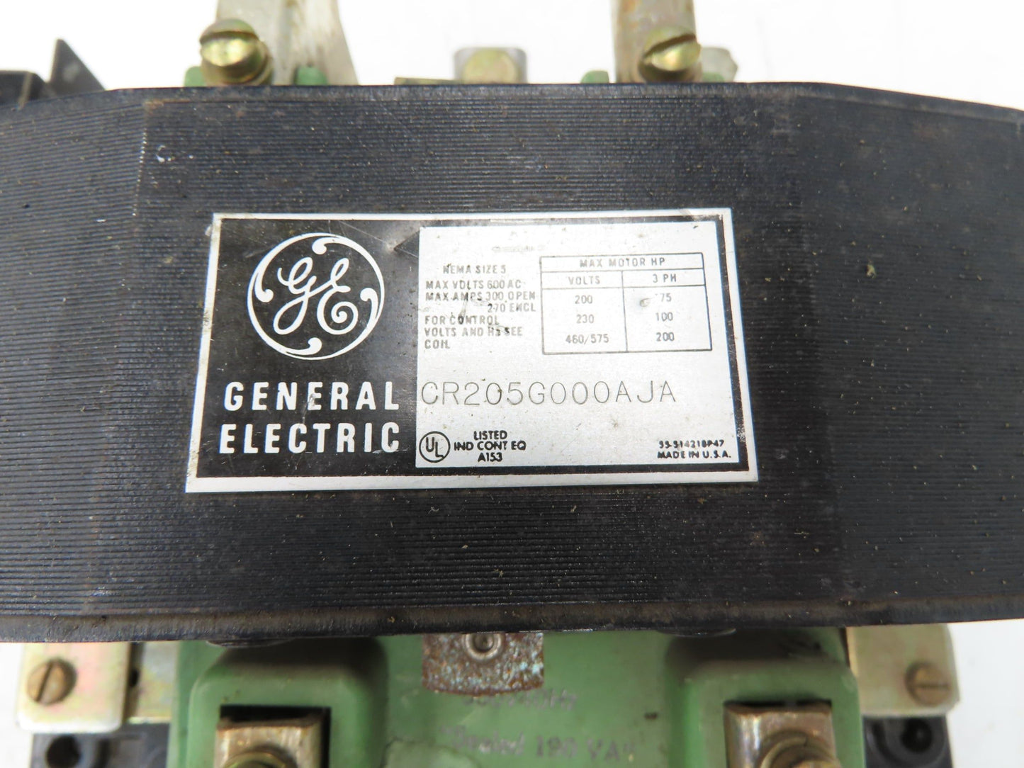 General Electric CR205G000AJA Motor Starter Contactor 200Hp 600VAC 3Ph