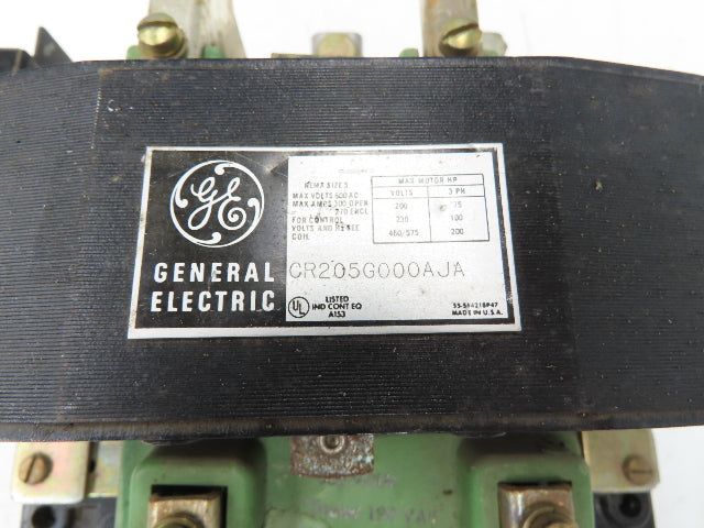 General Electric CR205G000AJA Motor Starter Contactor 200Hp 600VAC 3Ph