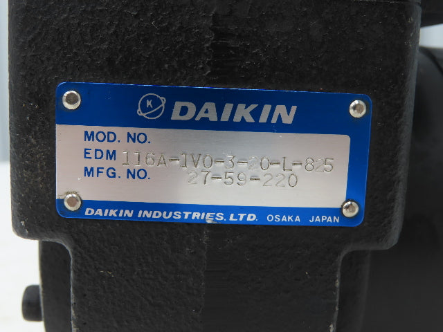 Daikin EDM 116A-1V0-3-20-L-825 Hydraulic Motor w/Solenoid Valve Control 115V