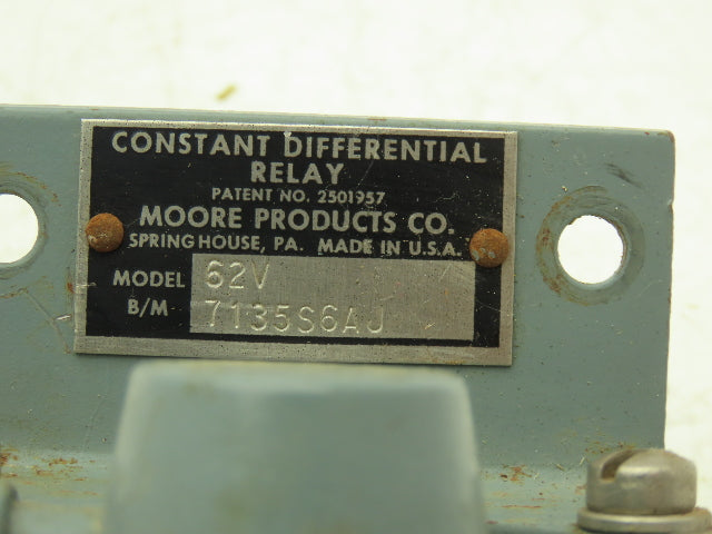 Moore Products 62V 7135S6AJ 1/4" Pneumatic Constant Differential Relay