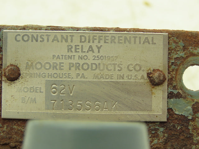 Moore Products 62V 7135S6AK 1/4" Pneumatic Constant Differential Relay