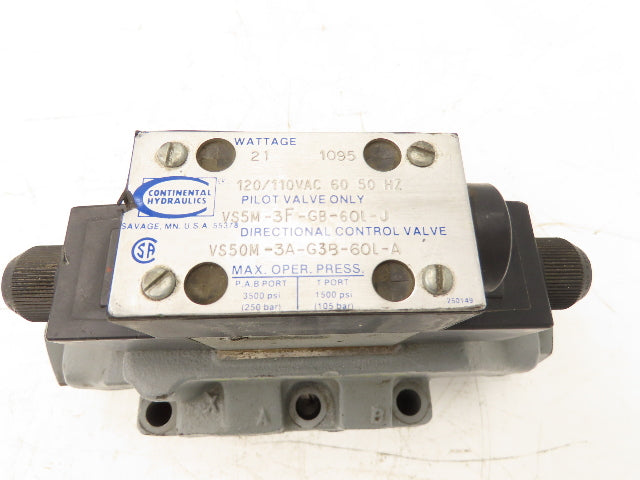 Continental Hydraulics Hydraulic Pilot Operated Directional Valve 120V 60Hz