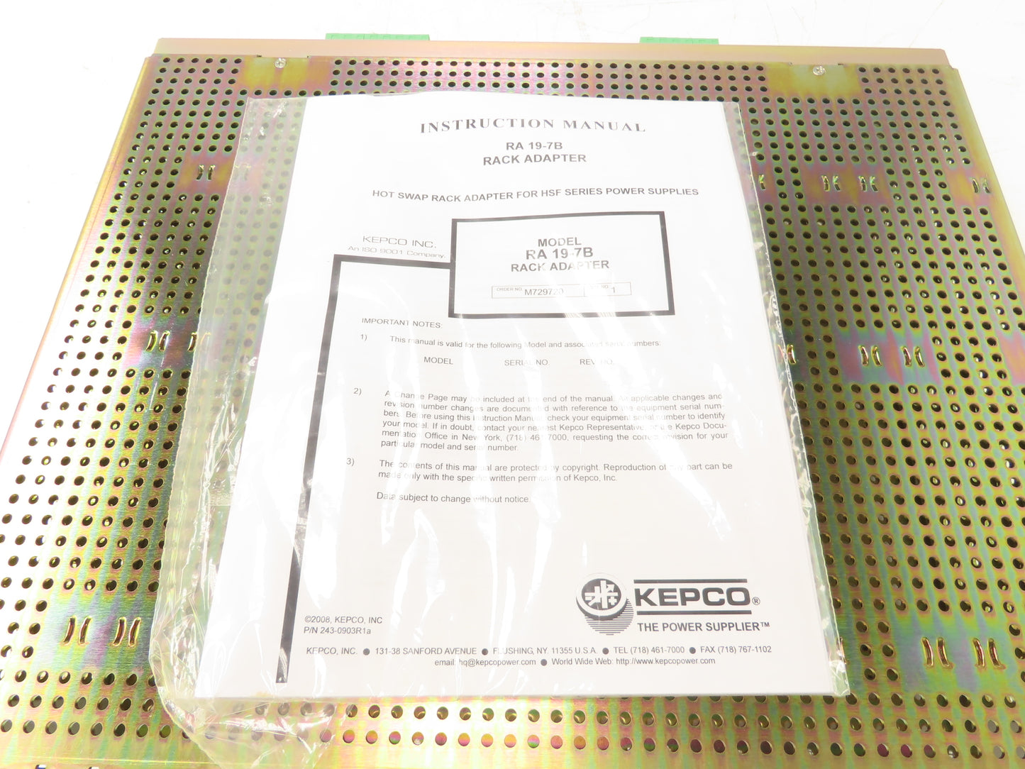 Kepco RA 19-7B Rack Adapter 7-Slot Rack PLC Chassis