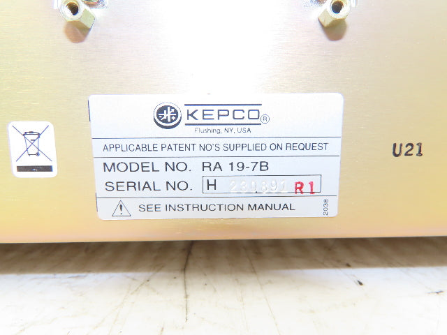 Kepco RA 19-7B Rack Adapter 7-Slot Rack PLC Chassis
