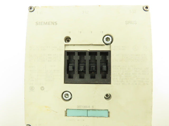 Siemens 3RT1066-6AF36 Motor Starter Contactor 300A 400V 3 Pole 250Hp 120V Coil