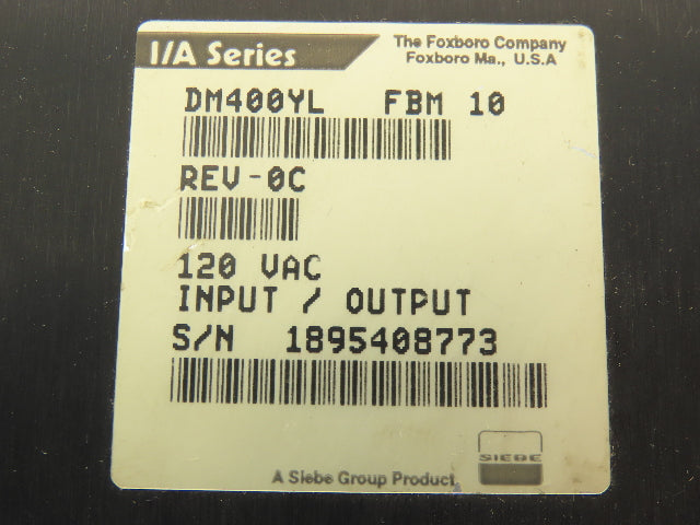 Foxboro DM400YL FBM 10 Input Output Module 120VAC Rev 0C I/O Series I/A