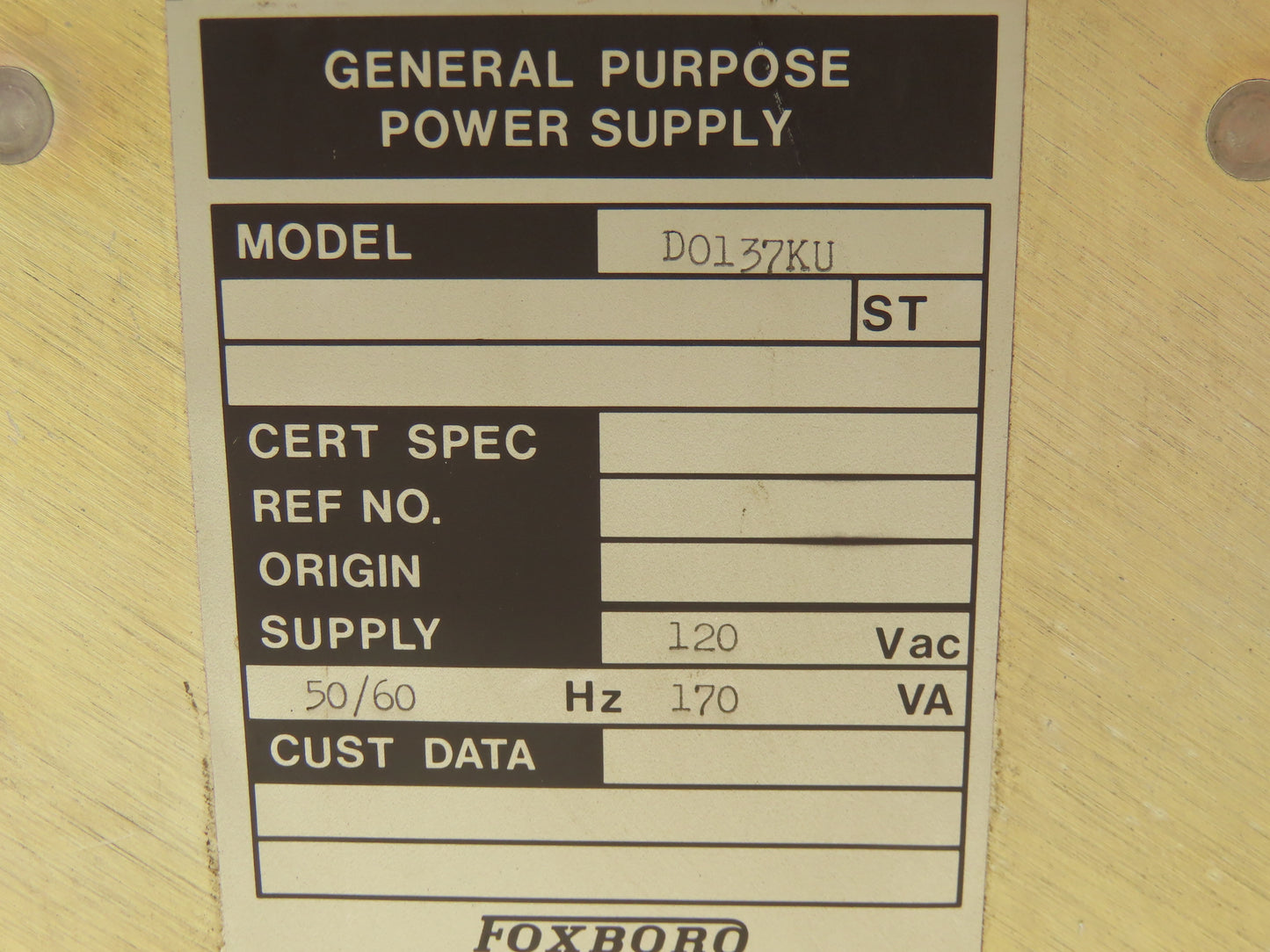 D0137KU General Purpose Power Supply Module 120VAC Input