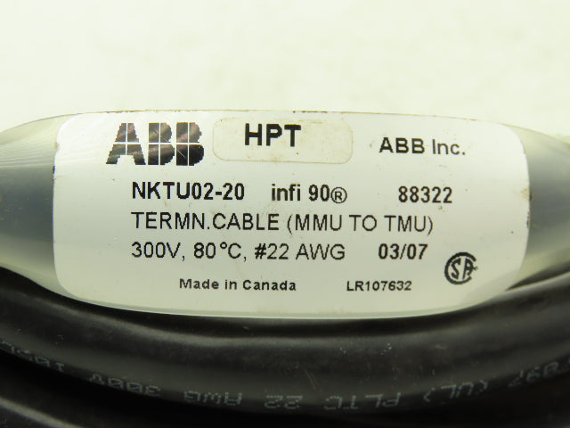 ABB NKTU02-20 Symphony Plus Termination Cable Assembly 22AWG 300V 20'