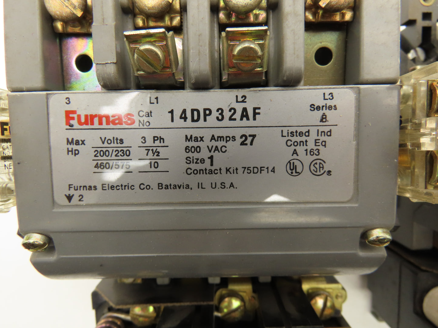 Furnas 14DP32AF NEMA Size 1 Motor Starter 27A 575VAC 10Hp Lot of 2