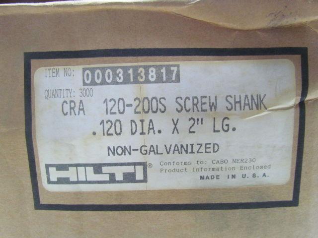 HILTI CRA 120-2005 .120dia x 2""long Non-Galvanized coil nails Quantity 3000