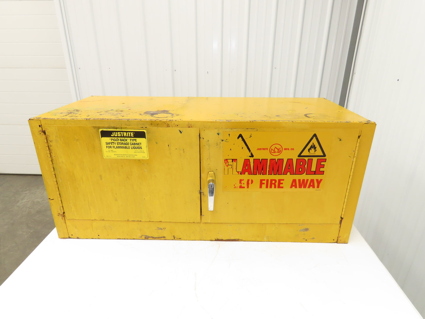 Justrite 25801 Yellow Flammable Safety Cabinet 12-1/2 Gallon Liquid Piggyback