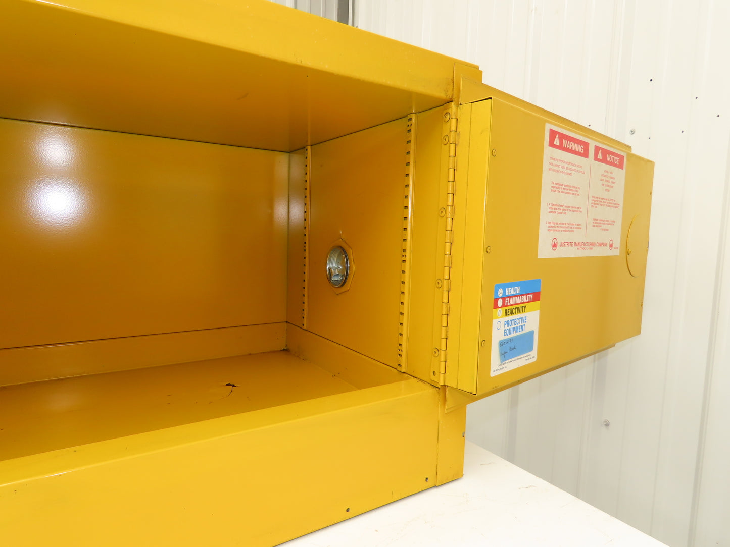 Justrite 25801 Yellow Flammable Safety Cabinet 12-1/2 Gallon Liquid Piggyback