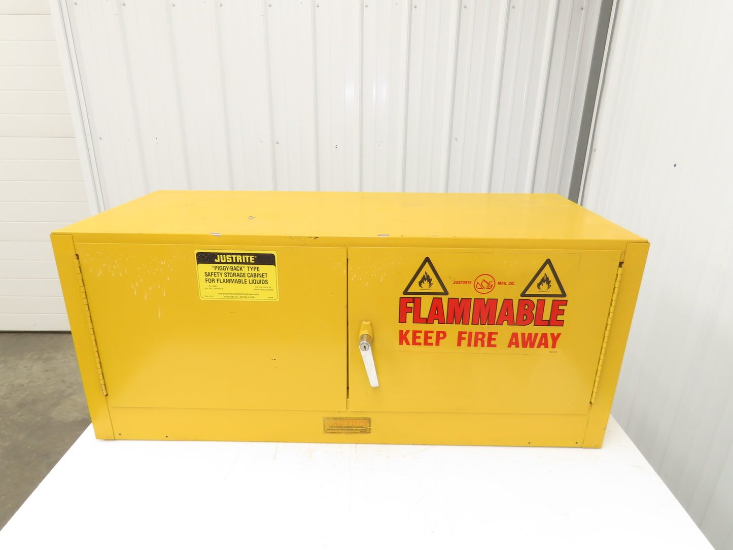 Justrite 25801 Yellow Flammable Safety Cabinet 12-1/2 Gallon Liquid Piggyback
