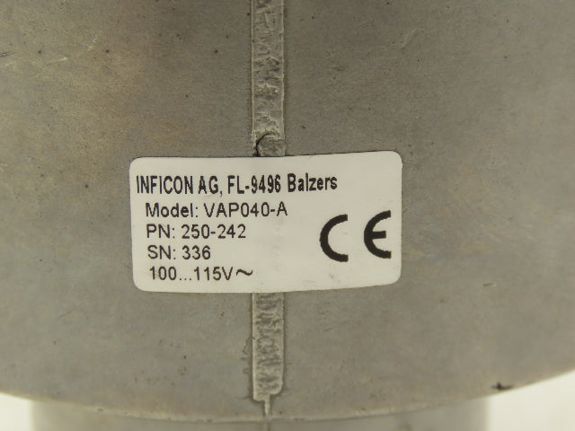 Inficon VAP040-A High Vacuum Valve Right Angle Solenoid 115V 1-1/2"