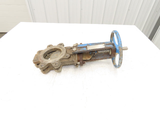 Fabri-Valve C37R304 4" Stainless Knife Gate Valve Rising Stem Lug Style