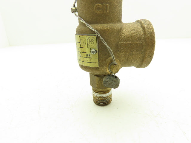 Conbraco Safety Relief Valve Side Outlet 150psig Set Pressure 1/2" NPT