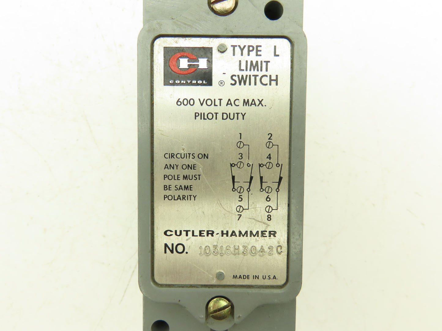 Cutler-Hammer 10316H3042C Type L Limit Switch Plunger Style 600VAC Hazardous Loc