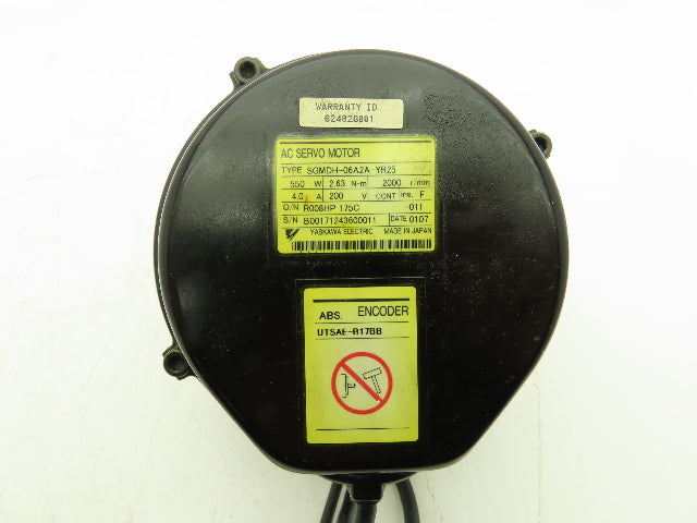 Yaskawa SGMDH06A2AYR25 550W 2.63Nm 2000RPM 200V AC Servo Motor