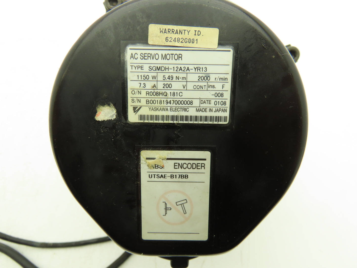 Yaskawa SGMDH-12A2A-YR13 1150W 5.49Nm 2000RPM 200V AC Servo Motor