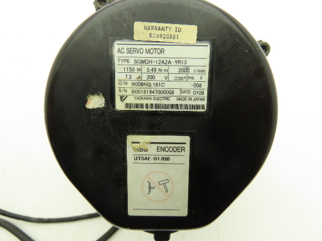 Yaskawa SGMDH-12A2A-YR13 1150W 5.49Nm 2000RPM 200V AC Servo Motor