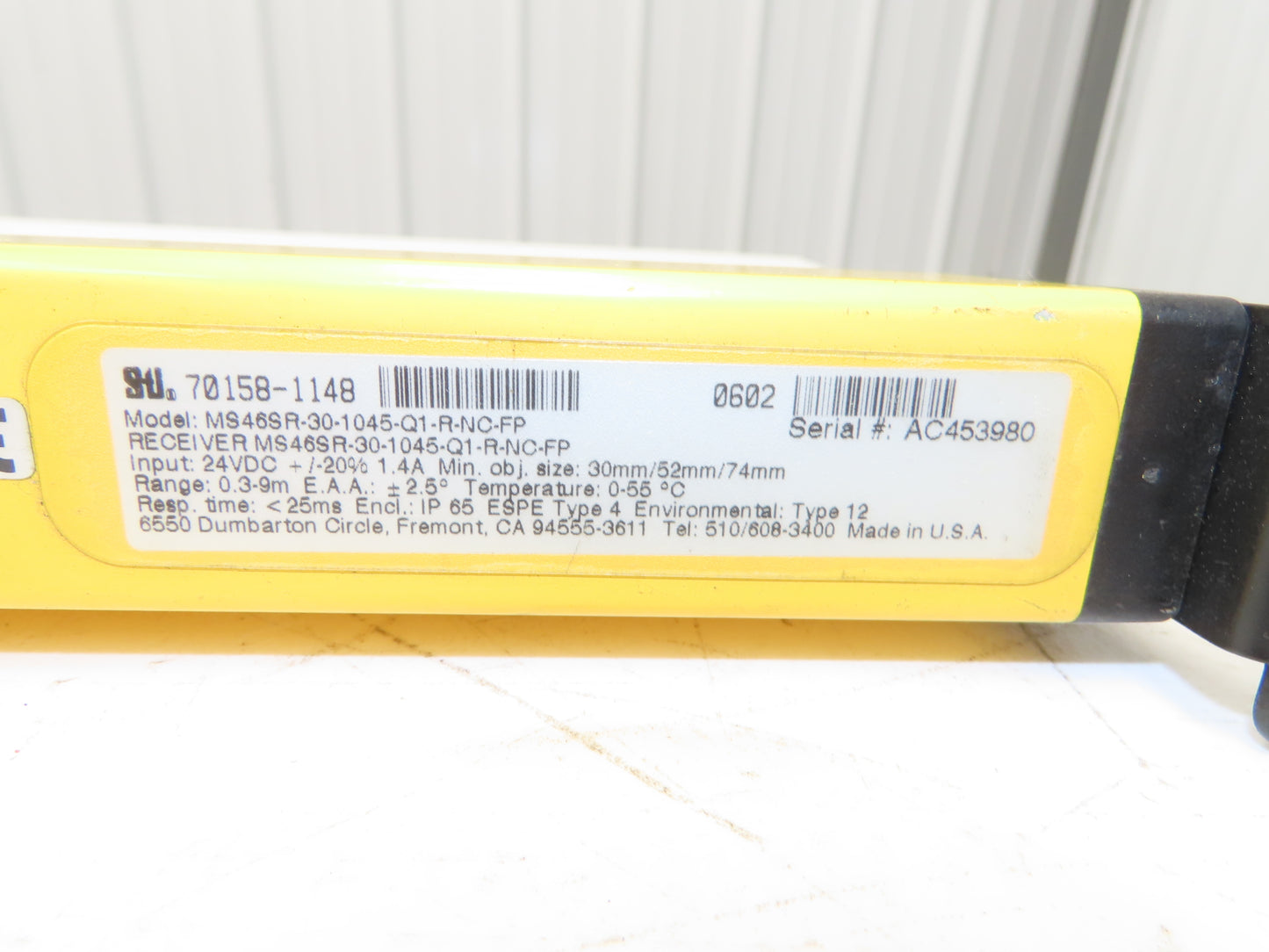 STI 70158-1148 Light Curtain Receiver MiniSafe 4600 Range 0.3-9m 24vdc