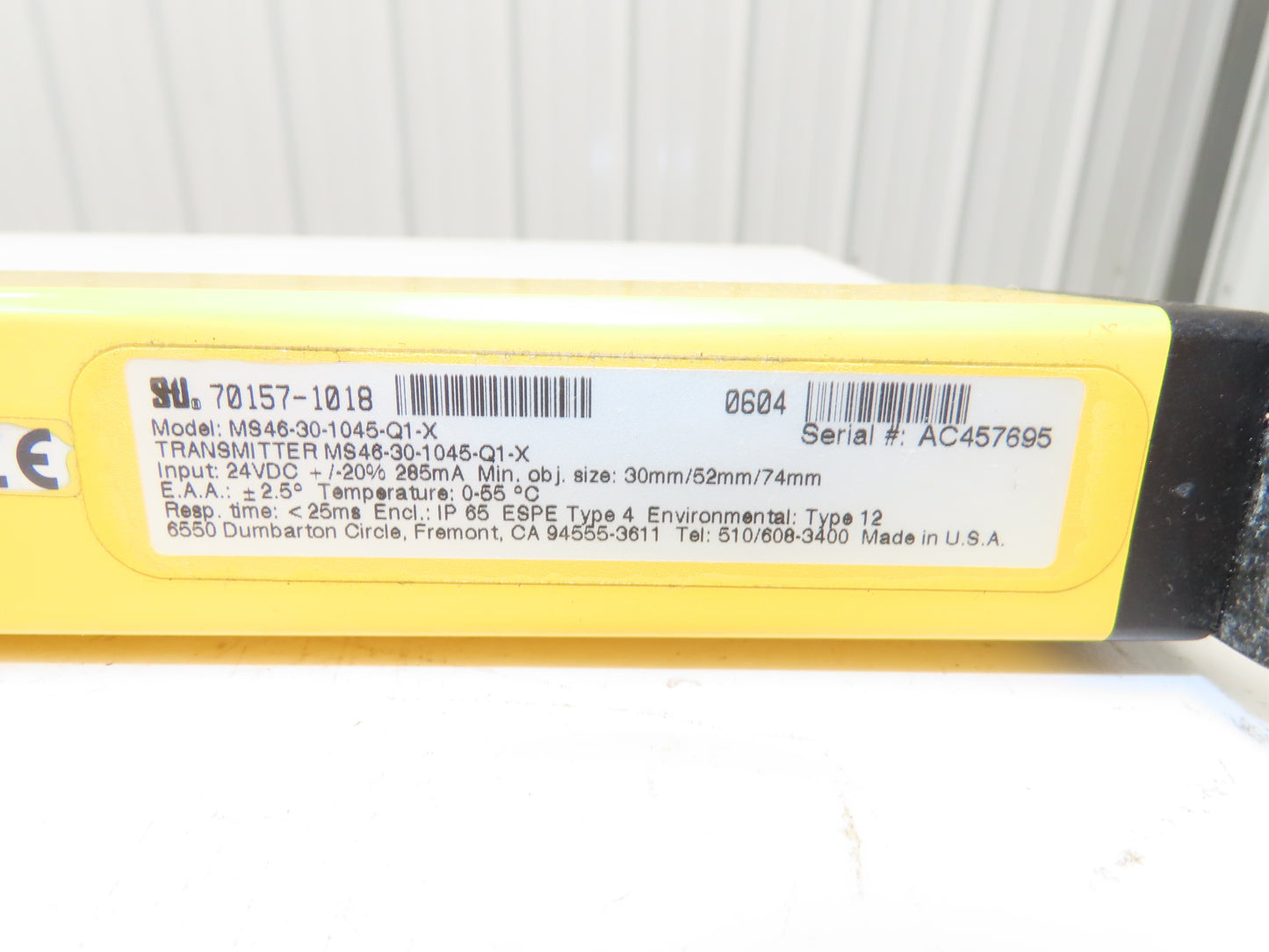 STI 70157-1018 Light Curtain 1045mm Transmitter MiniSafe 4600 24vdc