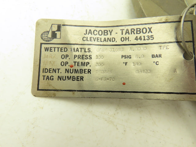 Jacoby Tarbox 6-FG-70 Sight Glass Flow Indicator 3" Flanged Stainless