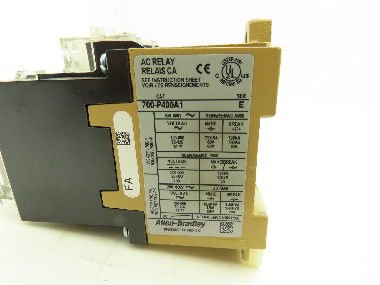 Allen Bradley 700-P400A1 AC Control Relay 120V Coil 10A 120VAC Series E Lot Of 5