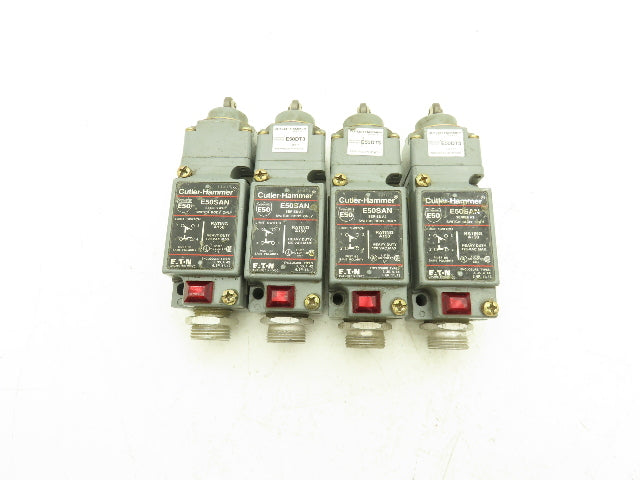 Cutler Hammer E50SAN Limit Switch w/E50DT3 Actuator Head 120VAC 1NO 1NC Lot of 4