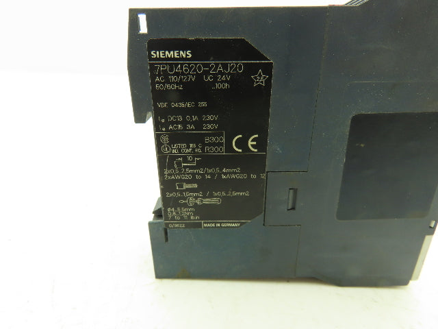 Siemens 7PU4620-2AJ20 Time Delay Relay Module Off Delay 120VAC 24VDC