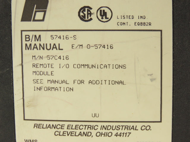 Reliance Electric 57C416 I/O PLC Input Output Module