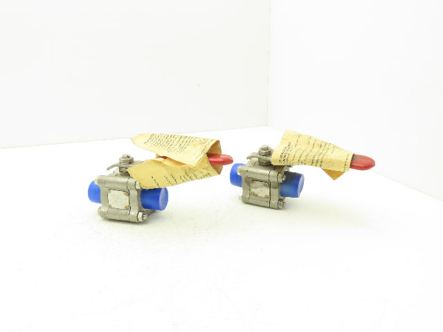 TBV 15B123636GT Stainless Ball Valve 1" Socket Weld 3Pc 1500 WOG CF3M Lot of 2
