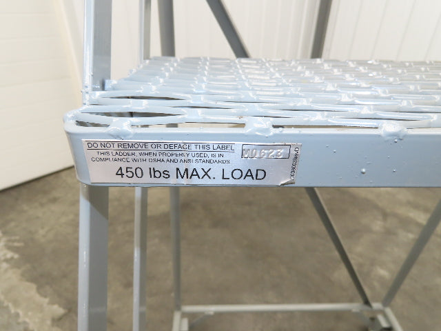 Uline H-84-110 Rolling Ladder 5 Step 10" Work Platform 50" Top Step 450lbs