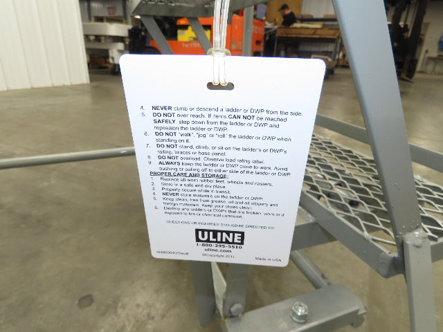 Uline H-84-110 Rolling Ladder 5 Step 10" Work Platform 50" Top Step 450lbs