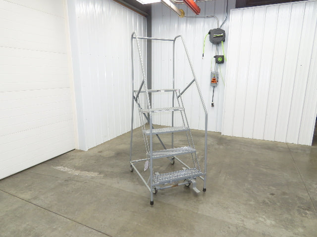 Uline H-84-110 Rolling Ladder 5 Step 10" Work Platform 50" Top Step 450lbs