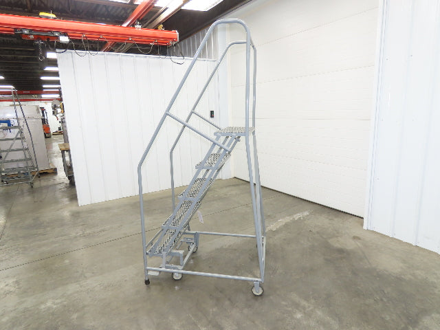 Uline H-84-110 Rolling Ladder 5 Step 10" Work Platform 50" Top Step 450lbs