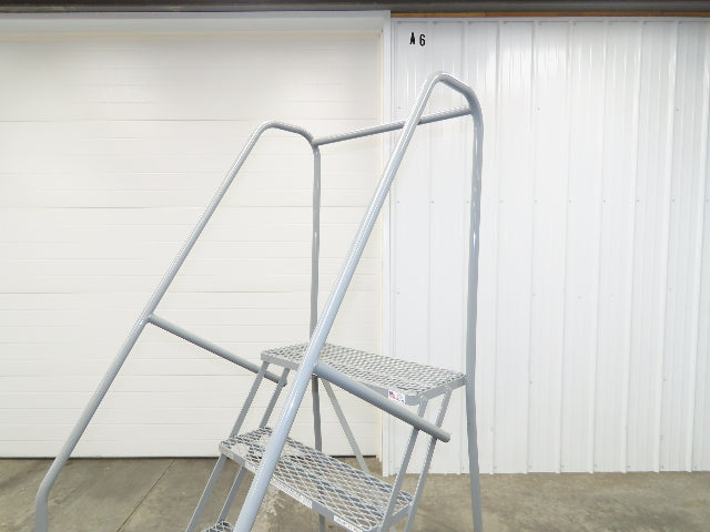 Uline H-84-110 Rolling Ladder 5 Step 10" Work Platform 50" Top Step 450lbs
