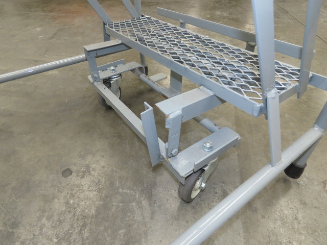 Uline H-84-110 Rolling Ladder 5 Step 10" Work Platform 50" Top Step 450lbs